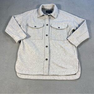 Banana Republic Petite Women’s Heather Gray Button Up Shirt Jacket, pockets, SP